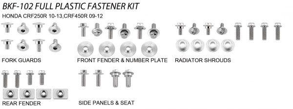Airtime Volledige plastic set schroeven set Honda CRF 250R 10-13 & CRF 450R 09-12