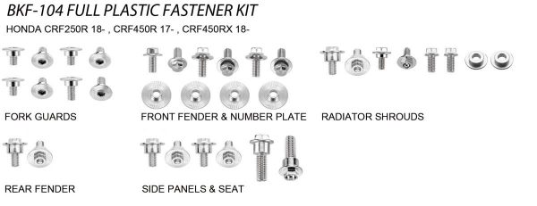 Airtime Volledige plastic set schroeven set Honda CRF 250R 18- & CRF 450R 17- & CRF 450RX 17-