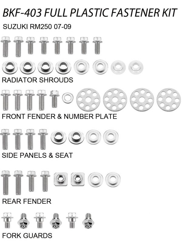 Airtime Volledige plastic set schroeven set Suzuki RM-Z 250 07-09