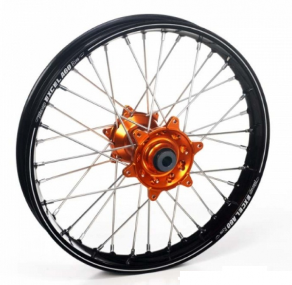 Excel achterwiel compleet A60 zwarte velg + Haan Wheels oranje naaf 19-2.15 KTM SX/SX-F 13-