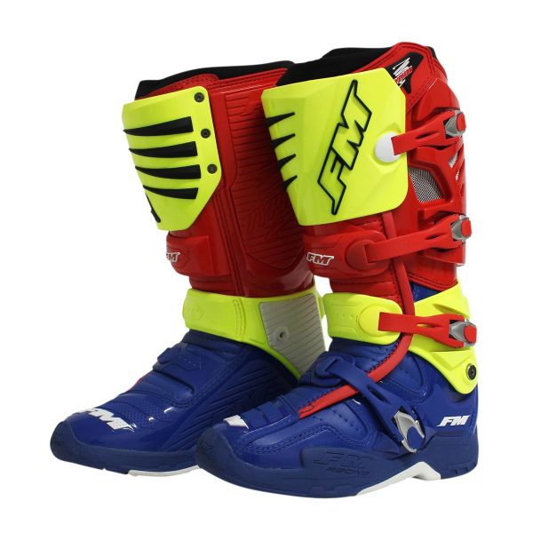 FM Typhoon 3 MX Laarzen Rood / Blauw / Fluor Geel 2022 collectie