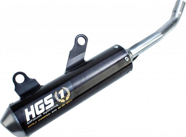 HGS uitlaatdemper aluminium Zwart Yamaha YZ 125 2002- & Fantic XX 125 2021-