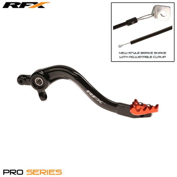 RFX Rempedaal + Brake Saver zwart / oranje KTM SX/SX-F 125-450 16- & EXC/EXC-F 125-500 17- & Husqvarna TC/FC 125-450 16- & TE/FE 125-501 17- & Gas Gas MC/MC-F/EC/EC-F 125/250F/350F/450F 2021