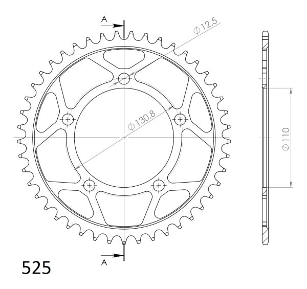 Supersprox achtertandwiel staal 45 tands voor 525 ketting BMW S1000RR 2009-2018 & S1000R 2014-2023 & S1000XR 2014-2020 - Afbeelding 2