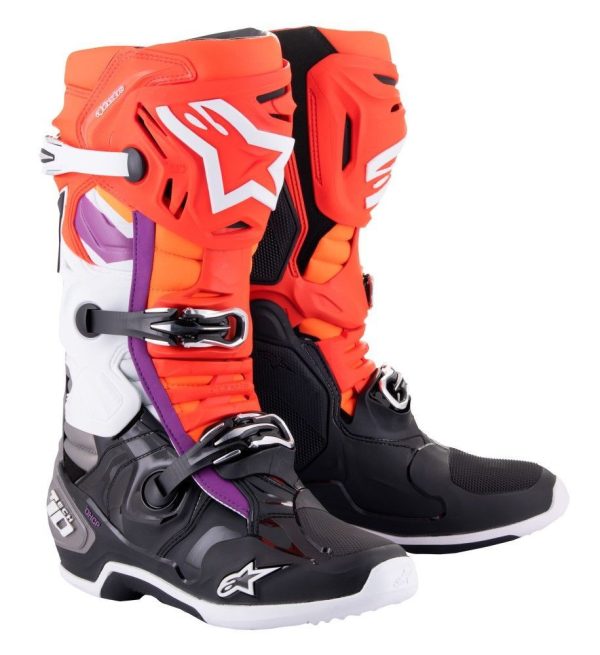 Alpinestars Tech 10 MX Laarzen Zwart / Fluor Rood / Fluor Oranje / Wit ( 2023 collectie )