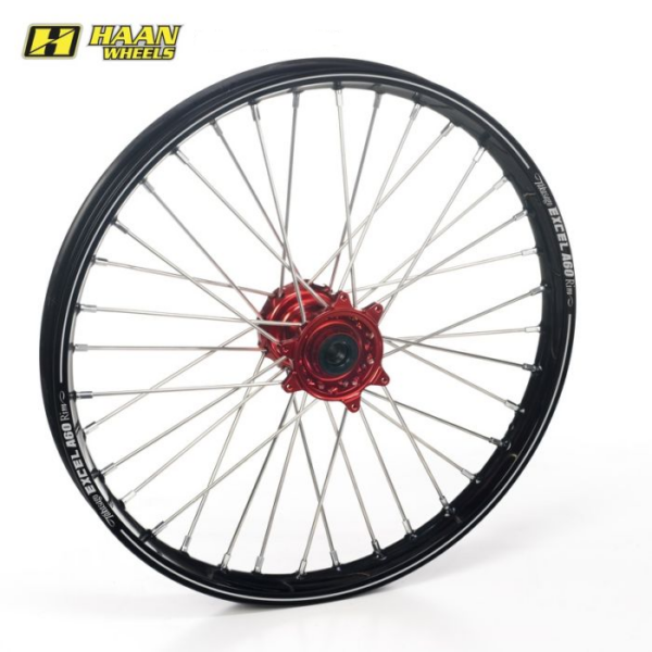 Excel achterwiel compleet zwarte A60 velg + Haan Wheels rode naaf 19-2.15 Honda CR 125R/250R 1990-1994