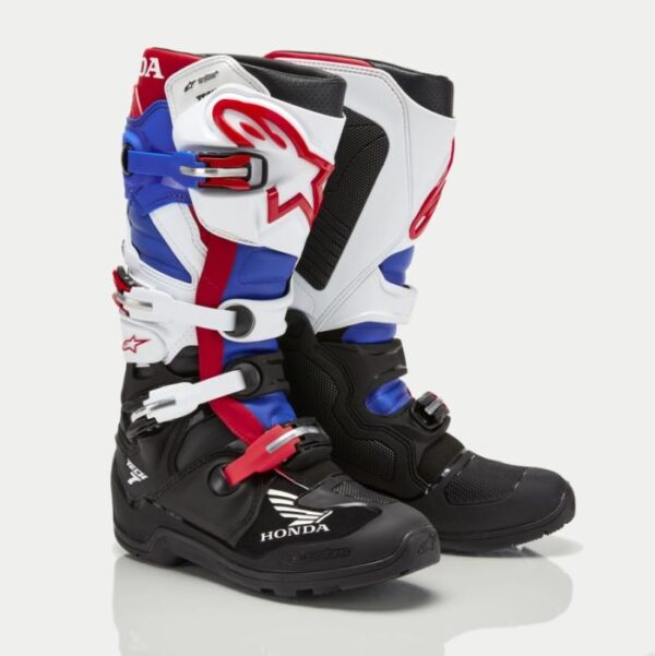 Alpinestars Tech 7 Enduro Honda MX Laarzen Drystar Zwart/Wit/Blauw/Bright Rood