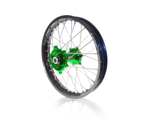 RFX achterwiel compleet zwarte velg + RFX Wheels groene naaf 19-2.15 Kawasaki KX 250 2003- & KX 450F 2006-2020