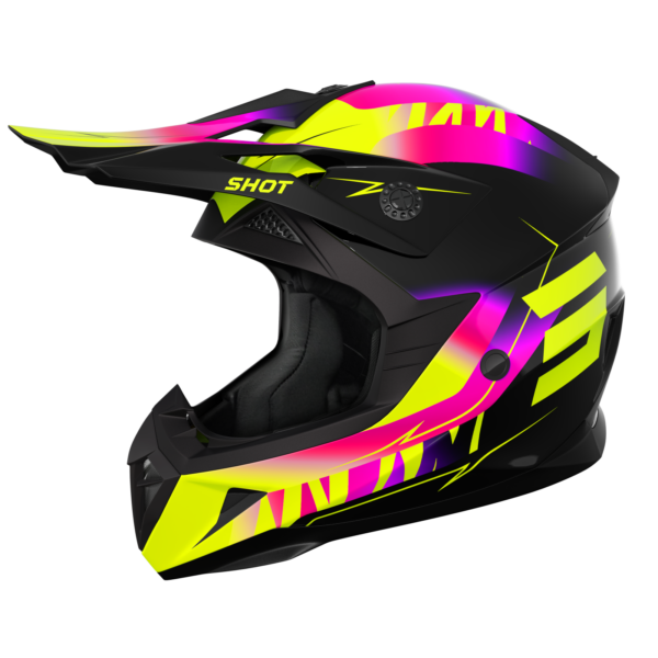 Shot MX Crosshelm Kinderen Pulse Kid X-trem Roze / Fluor Geel 2025 Collectie